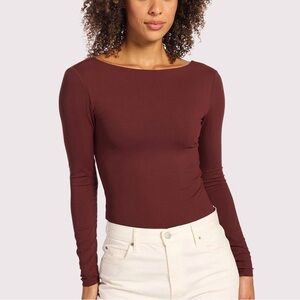 nuuds Open Back Bodysuit Black Cherry M